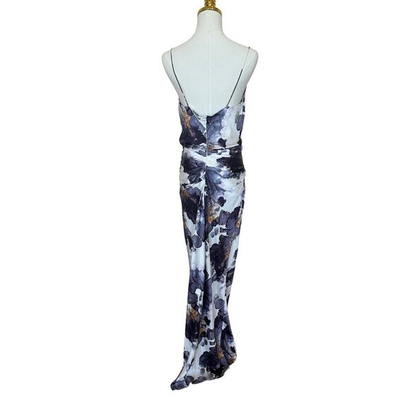 Donna Karan Purple Satin Maxi Slip Dress SIZE 4 Ruched Cowl Cocktail Gown $500 - Picture 10 of 11